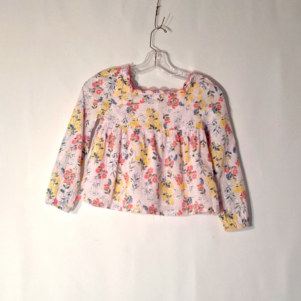 Joie Girls Pink Floral Blouse 7-8 Cotton
